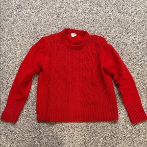 J. Crew cable knit red sweater sz L